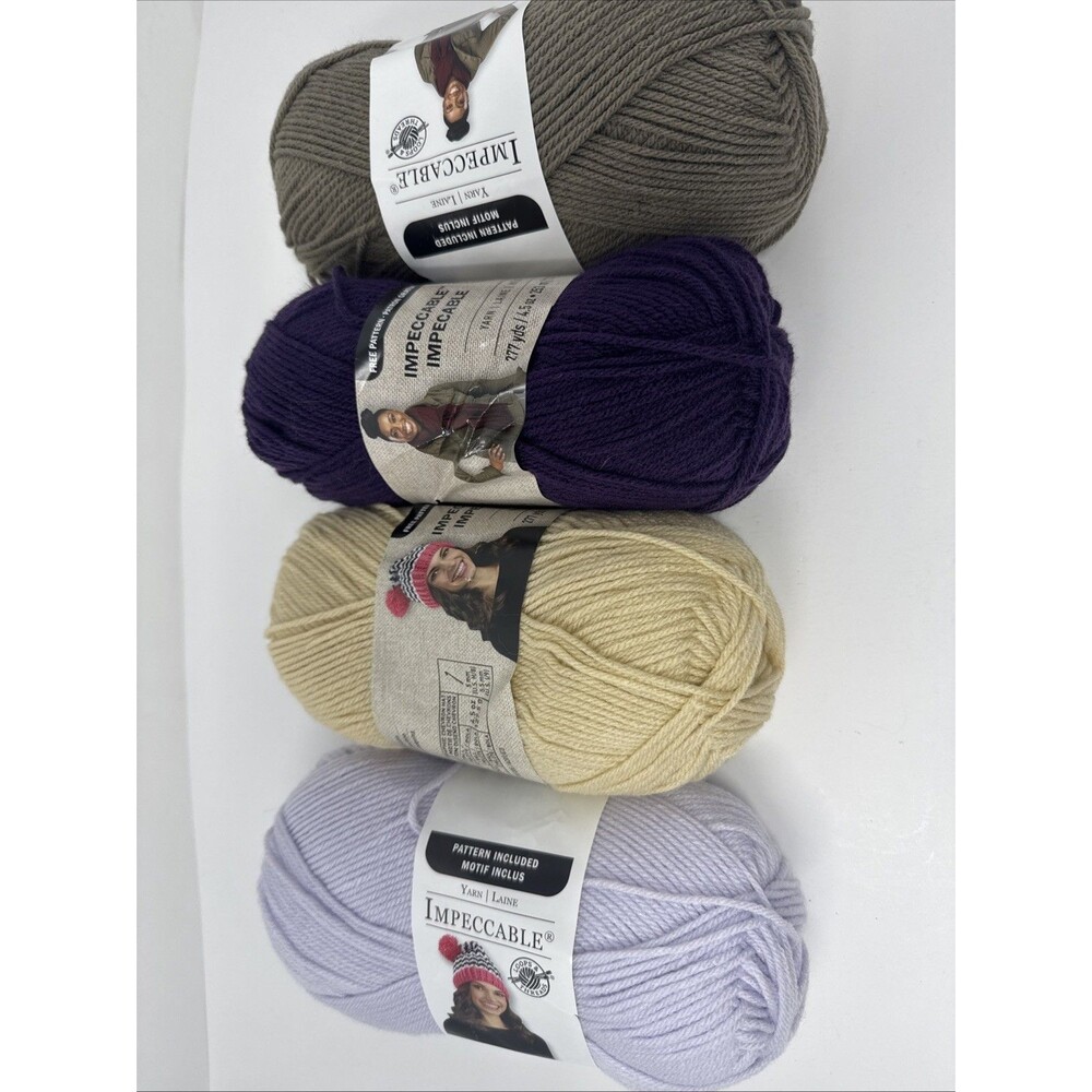 Mixed lot of 4 full skeins Loops & Threads Impeccable yarn Petunia Amethyst Barl
